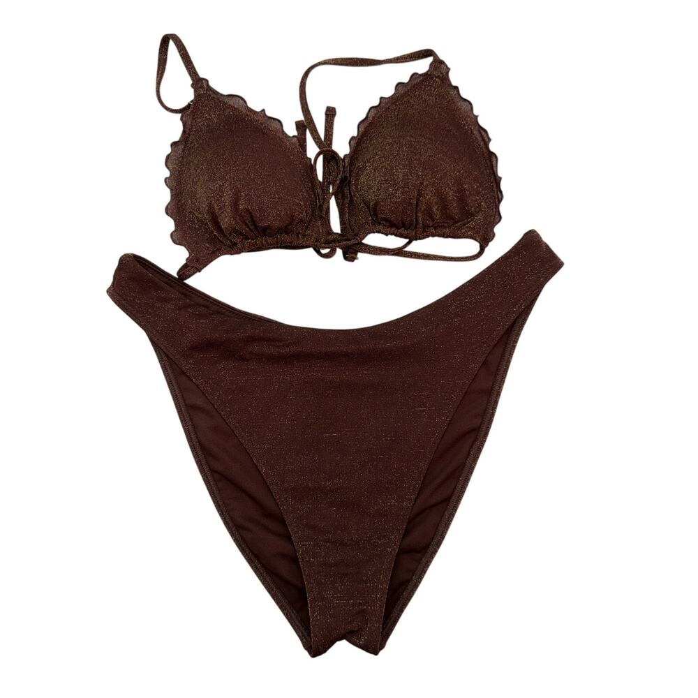 Abercrombie Brown Shimmer Matching Bikini Swimsuit Medium